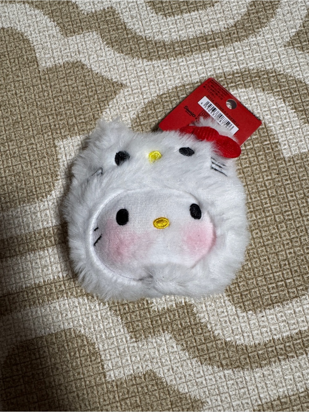 Hello Kitty Plush Face Accessory - White with Red Bow